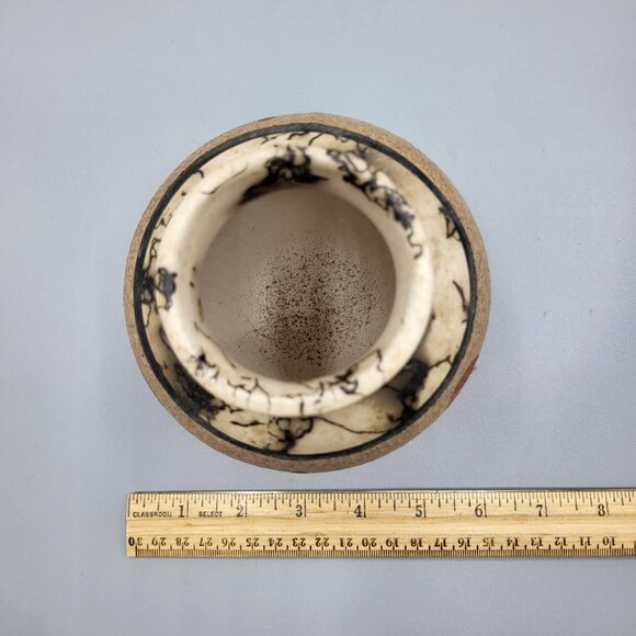 Signed Horse Hair Pottery Handcrafted Native American Vase Desert Scene Animals - Picture 14 of 15